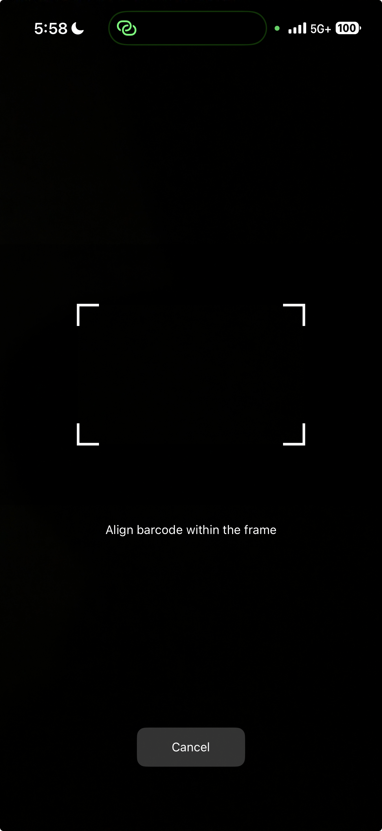 Barcode food scanner screen